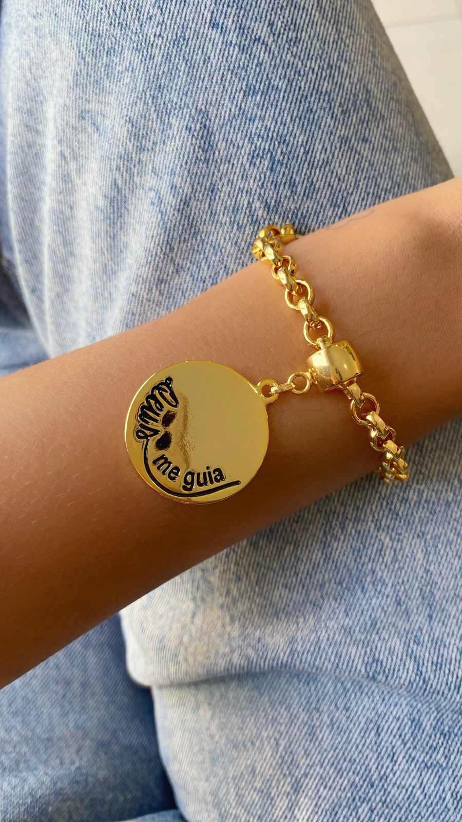 Pulseira elo português grosso + pingente